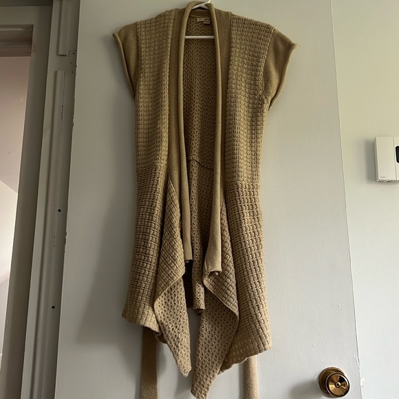 Beige Knit Draped Vest with Belt size M - Picture 1 of 4